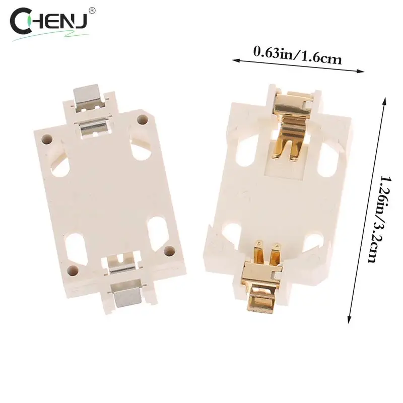 10 szt. Biało pozłacany cynowy uchwyt na guziki do CR2032 CR2025 BS-6 przycisk SMD bateria gniazdo uchwytu etui akcesoria