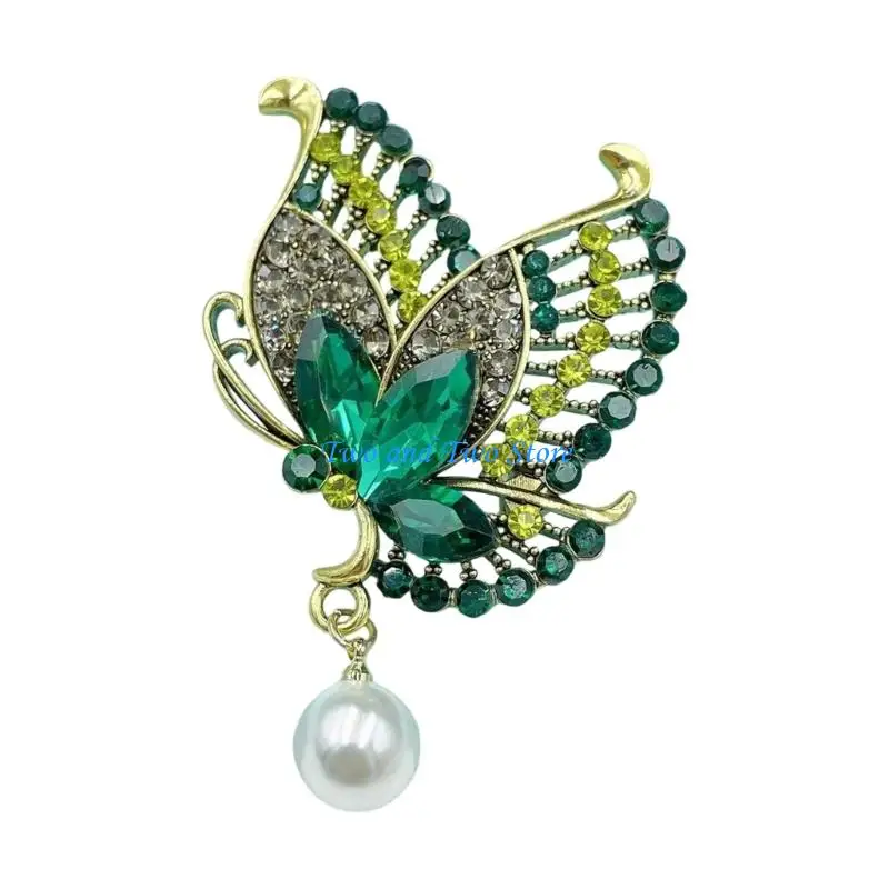 HX6F Sparkling Crystal Butterfly Jewelry Jewelry Pin