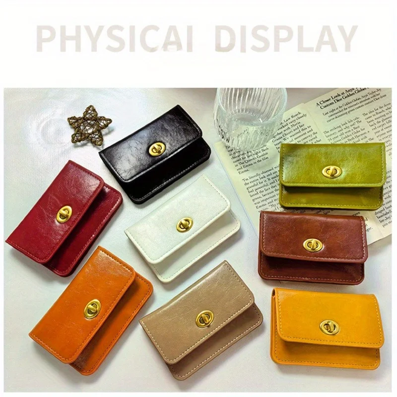 กระเป๋าใส่เหรียญ PU สไตล์วินเทจ, กระเป๋าสตางค์ขนาดเล็ก, กระเป๋าใส่เหรียญขนาดเล็กพร้อมที่ใส่การ์ด, เครื่องประดับแฟชั่นสตรี, กระเป๋าใส่บัตรขนาดเล็ก