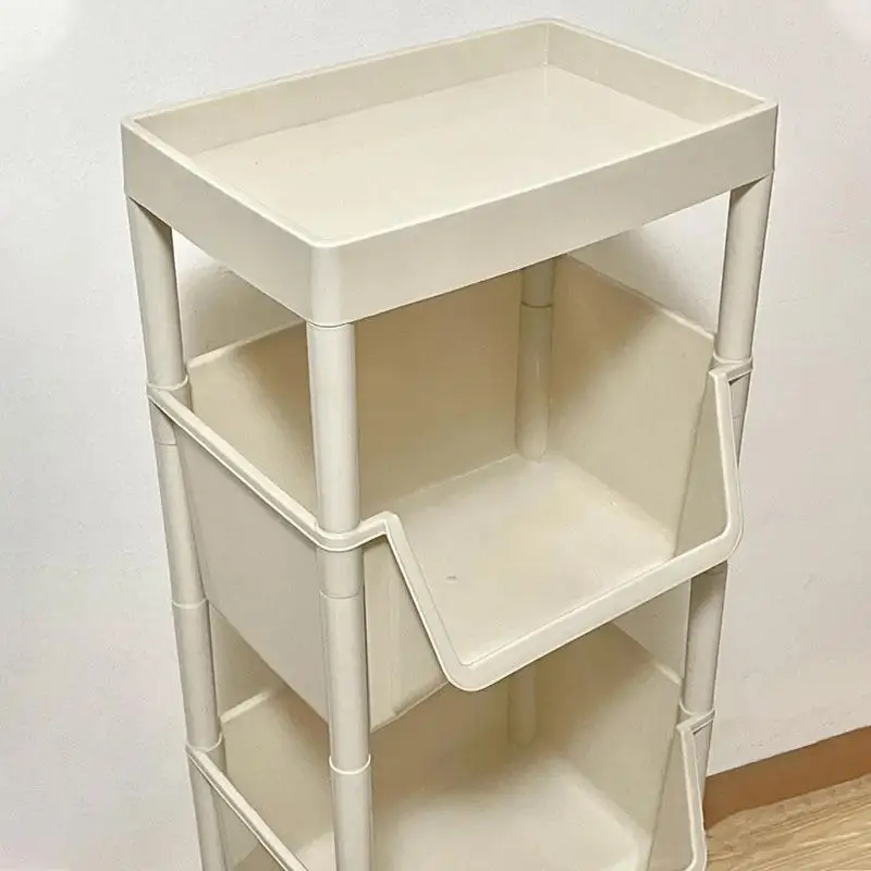 

Home Use Multi-Functional Kitchen Storage Rack Stand Mobile Cart with Cover Floor-Mounted Multi-Layer PP Material Simple Mode...