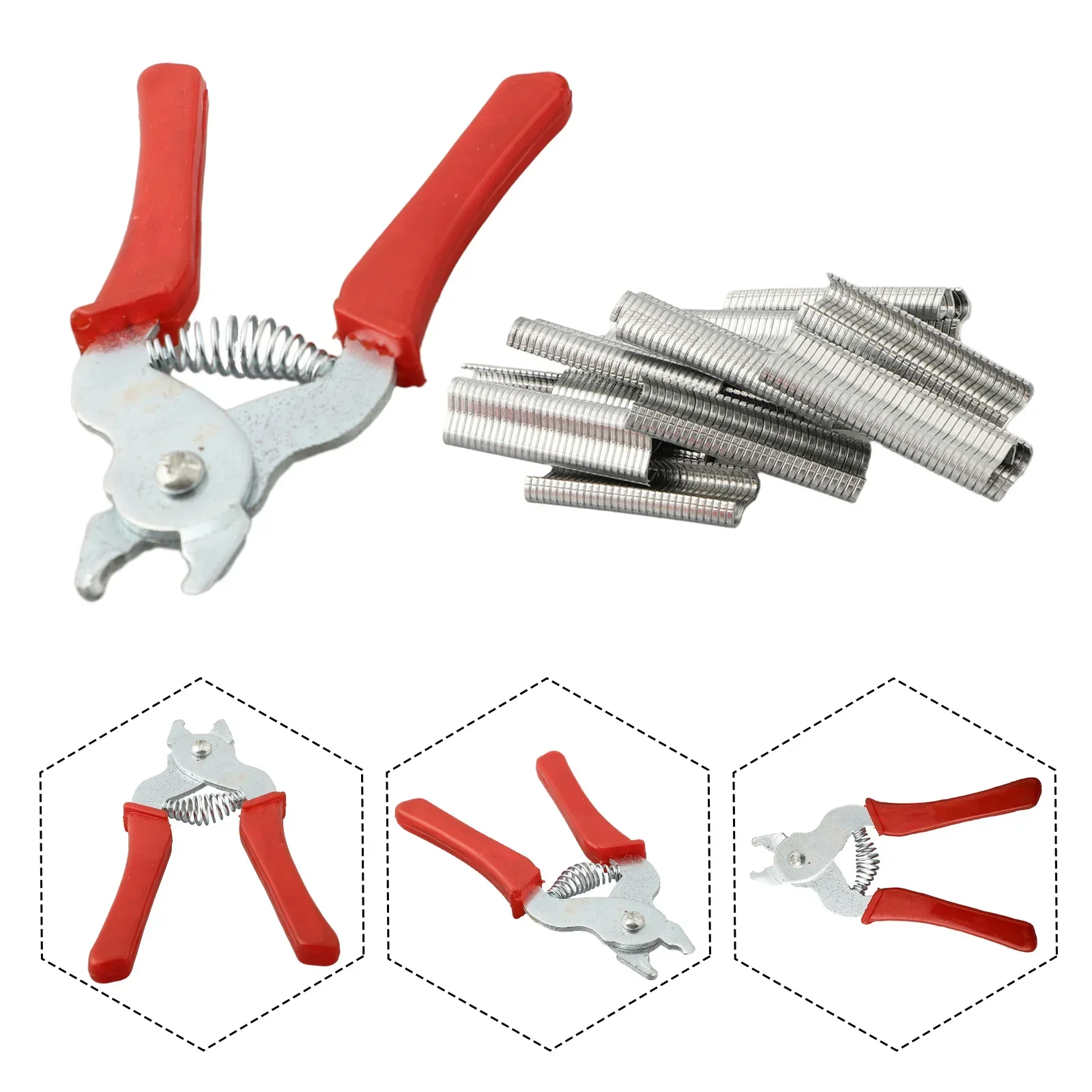 Tightening Pliers Fastening Pliers Useful With 600pcs M-ring 15.5 Cm 1set For Wire Red Robust Construction Steel