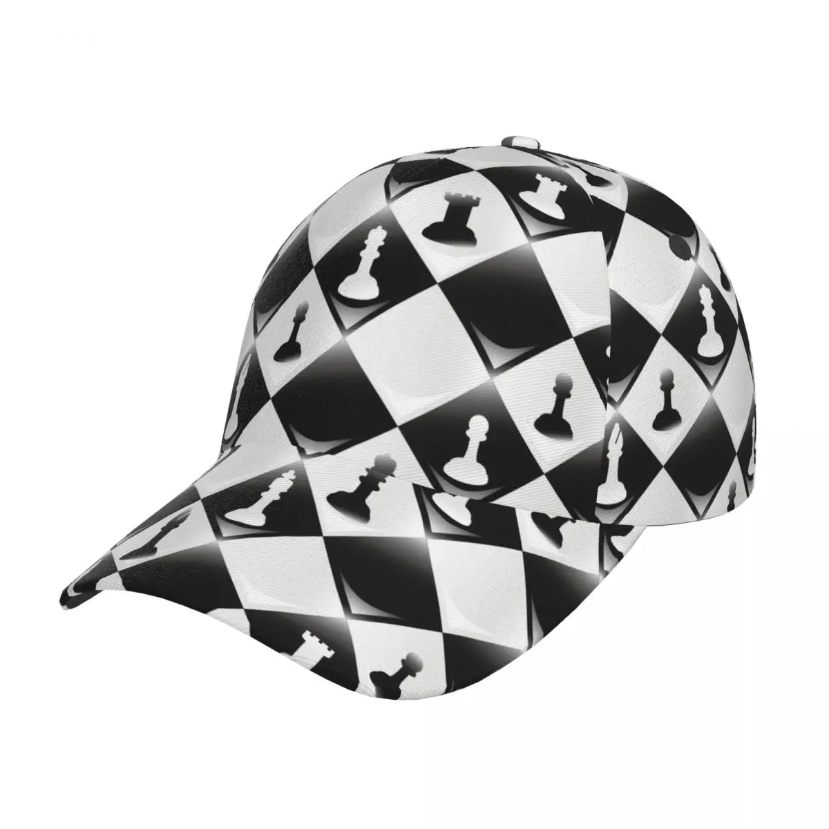 

Unisex Outdoor Sport Sunscreen Baseball Hat Running Visor Cap Chessboard With Chess Pieces