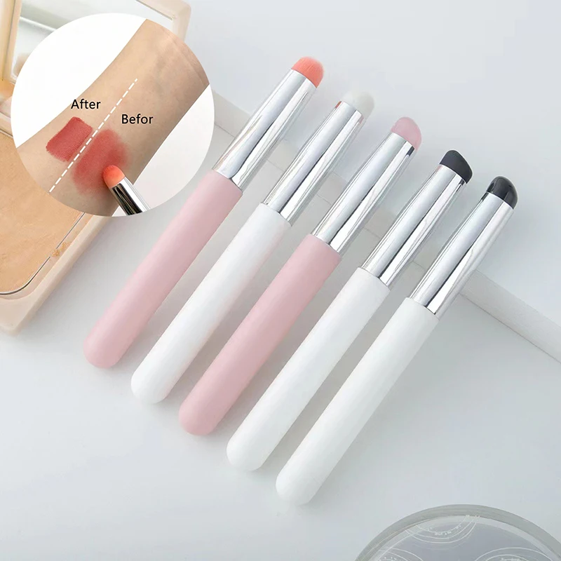 

Silicone/ Pappus Lip Brush Angled Concealer Makeup Brush Tool Portable Round Head Like Fingertip Q Soft Lipstick Brush Concealer