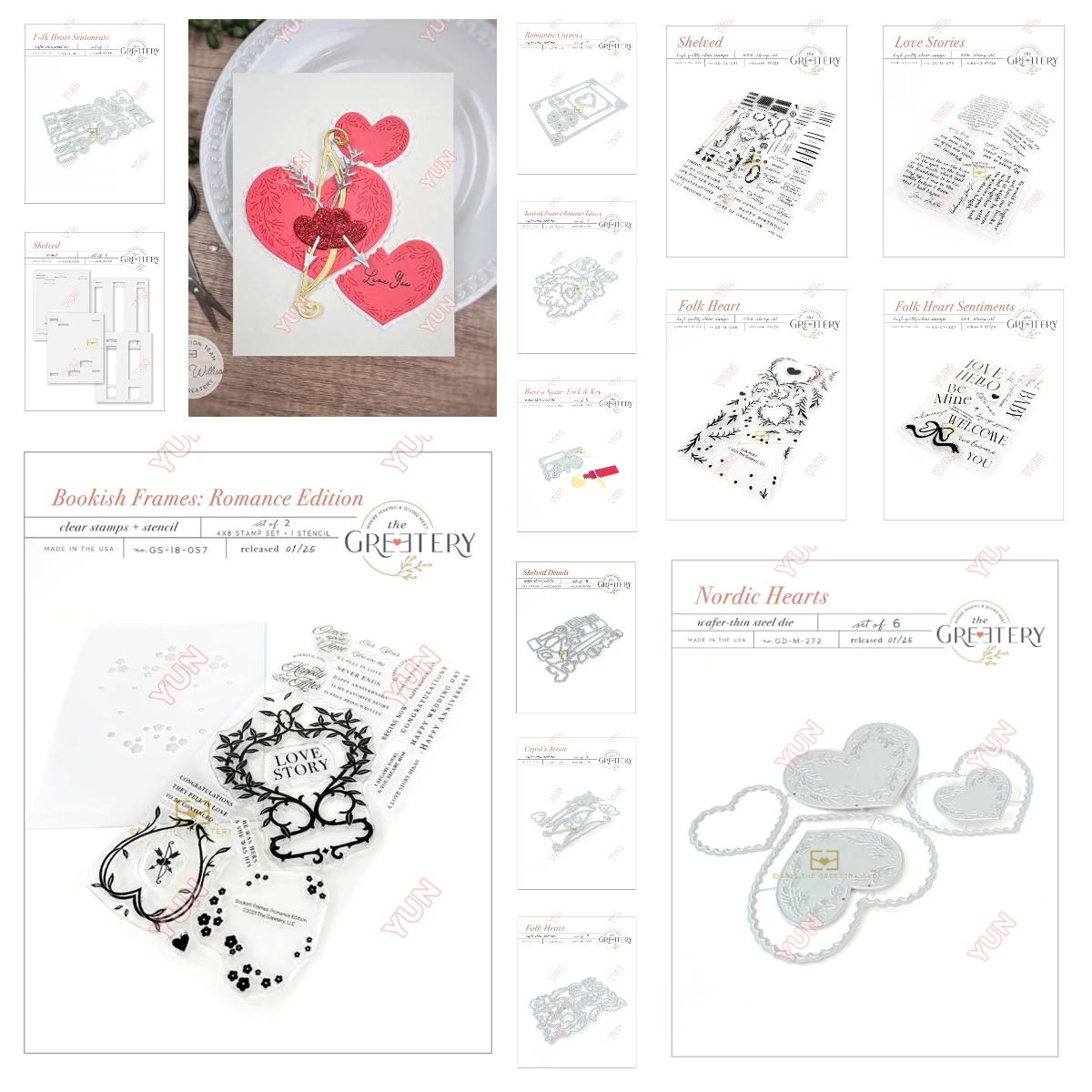 

New Greetery Folk Heart Sentiments Love Stories Have a Spine Short Story Die DIY Valentine's Day 2025 Scrapbooking Stamps Making