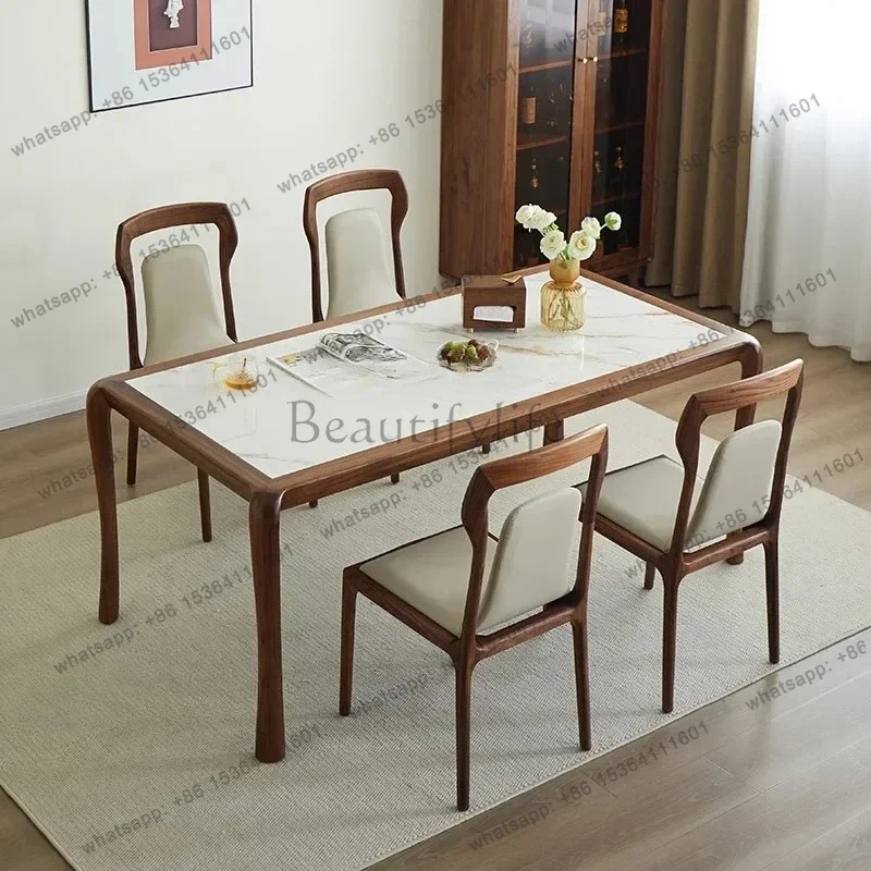 02North American black walnut dining chair Nordic solid wood home backrest book chair