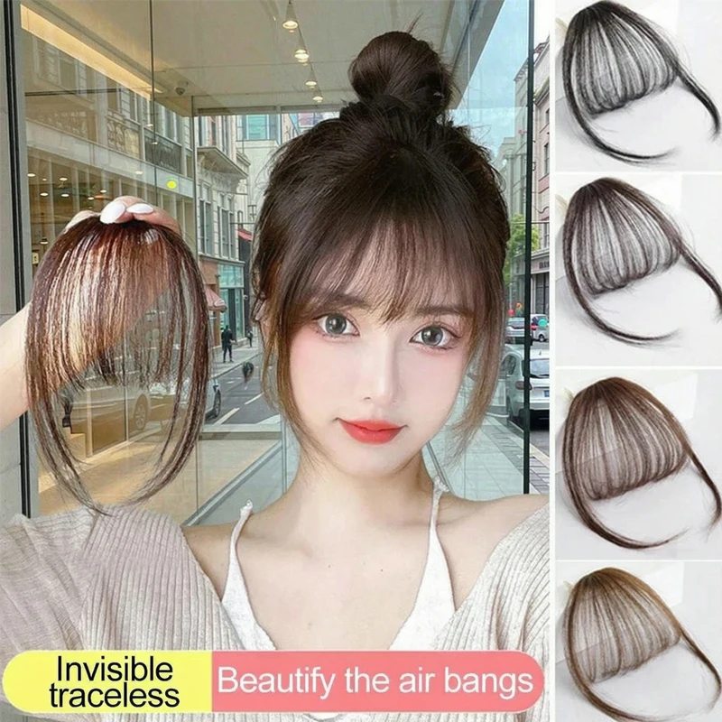 Fake Air Bangs Hair Clip-In Extension Synthetic Hair Fake Fringe Natural False Hairpiece Women Clip in Bangs Hair Styling Tools