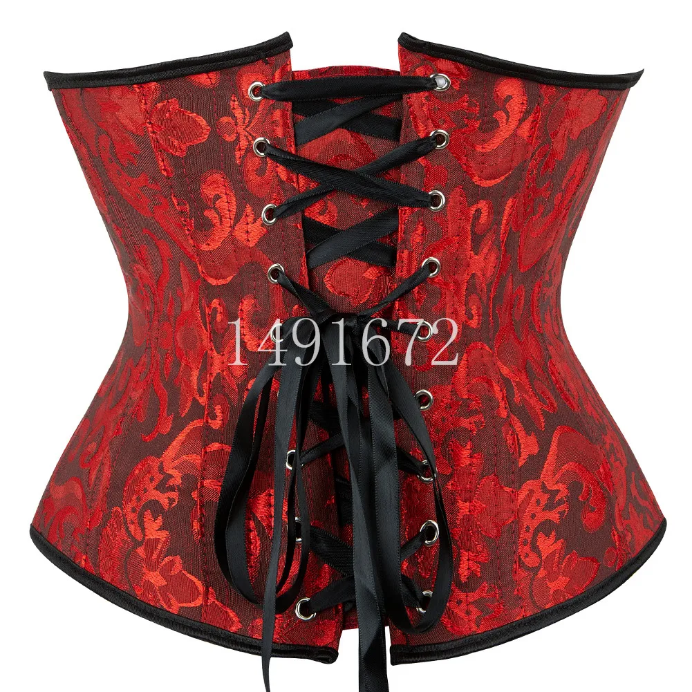 Seksowny gorset Underbust pas wyszczuplający w talii gorsety gotycki gorset Top gorset Plus rozmiar Corpete Corselet czarny biały czerwony niebieski S-6XL