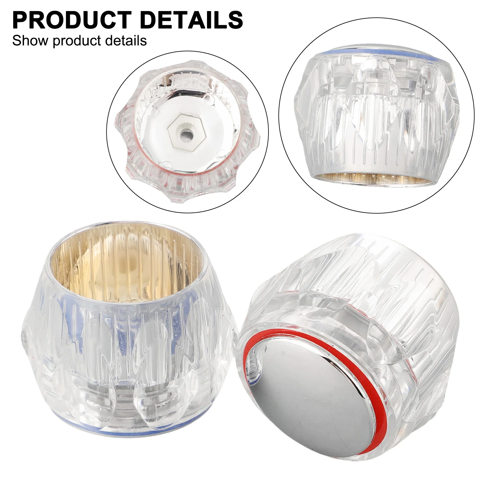 2PCS Hot Cold Tap Top Head Cover Kitchen Replacement Heads 20 Splines 7.5mm Acrylic Plastic Upgrading Bathroom Kitchen Taps