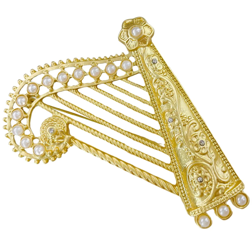 Three-dimensional Harp Brooch Miss for Backpacks Chain Alloy Clothes