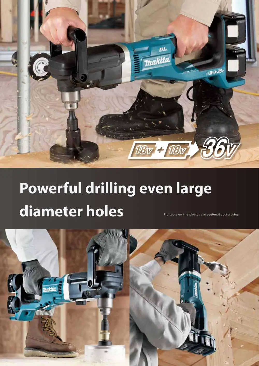 Makita DDA460ZK LXT Brushless Cordless 13mm Angle Drill 36V Lithium Power Tools 1400RPM 136NM