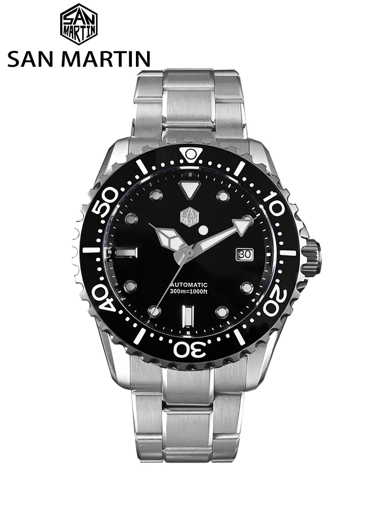 San Martin New 44mm Luxury Men's Diving Watch Classic High Quality NH35 Automatic Mechanical Sapphire BGW-X1 20Bar Reloj SN0009