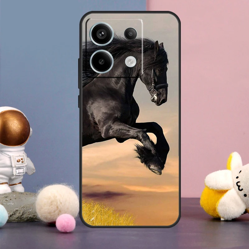 Beautiful Black Horse Case For Xiaomi Redmi Note 9 10 11 12 13 Pro Plus 12S 11S 10S 9S Remdi 12 13 C 9C 10C Cover