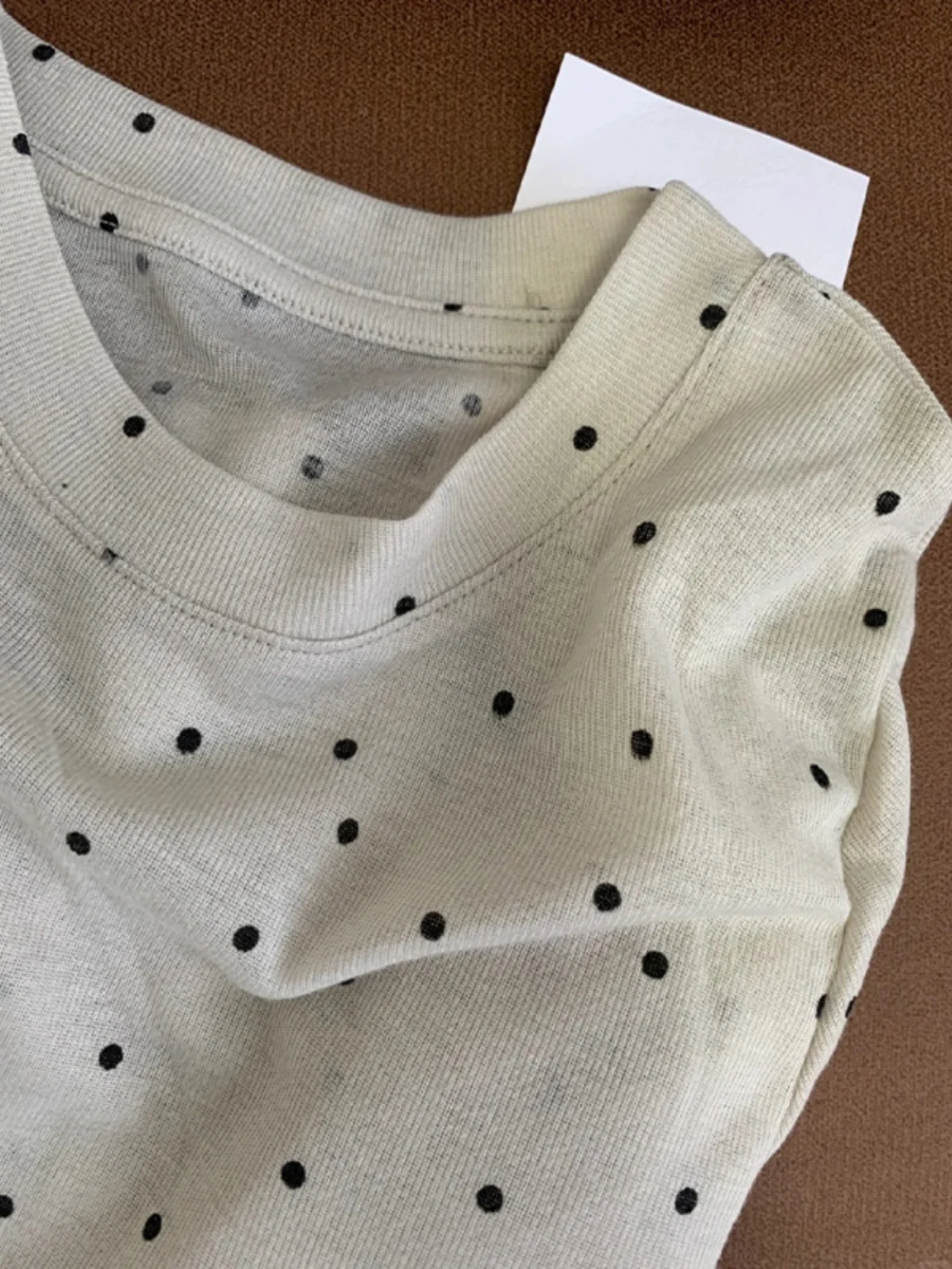 Coreano sle redondo ne polka dot longo sve camiseta feminina primavera design fino único pequeno na moda topo comute casual