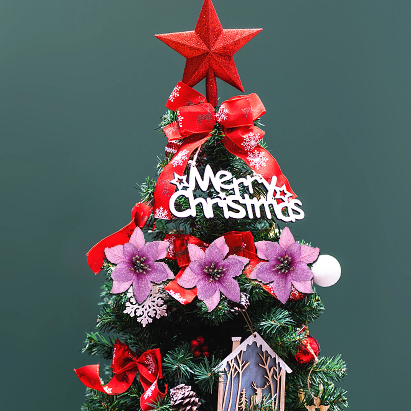 

8 Pcs Christmas Garlands Flower Decoration Xmas Decorations Ornaments Balloon for Tree Gold Artificial Flowers