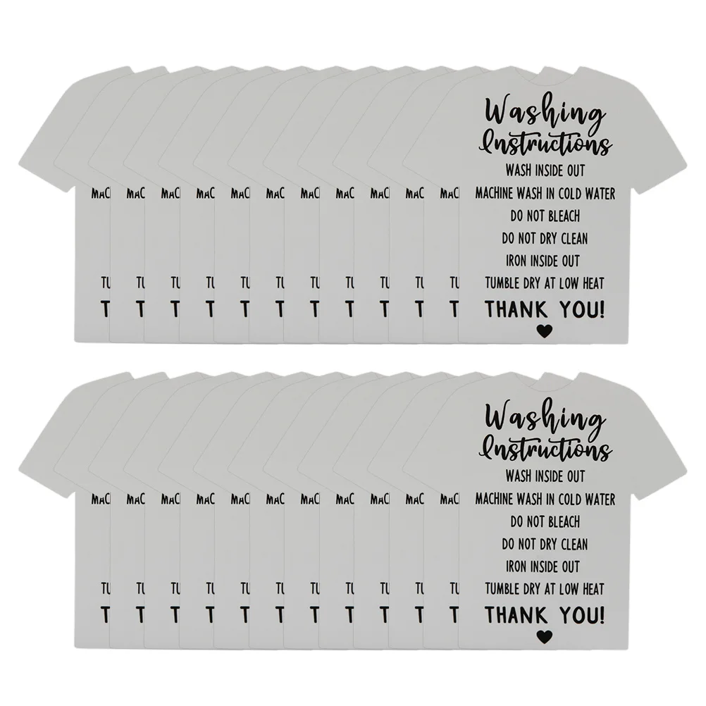 

100 Pcs Shirt Care Instruction Cards Paper Small Size Easy Insert Cleaning Guide Tags Clothing Supplies