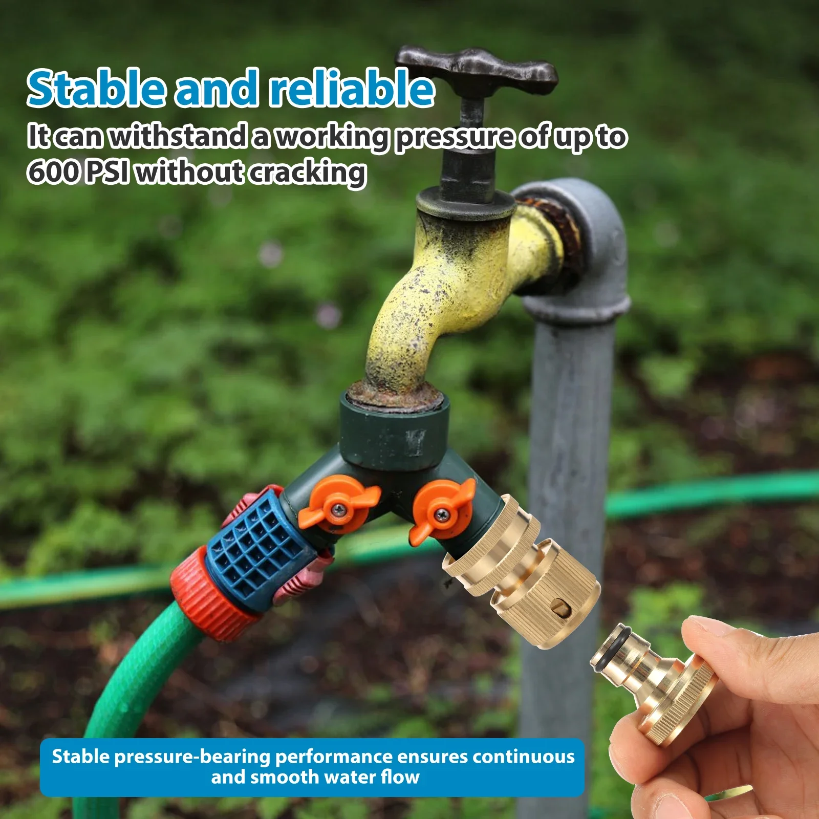 Schnellverbindungs-Schlauchanschlüsse 3/4" GHT Massiver Messing Gartenschlauchverbinder Auslaufsicheres Design Männlich-Weiblich-Gewinde Schnellverbinder-Set – Detail 5
