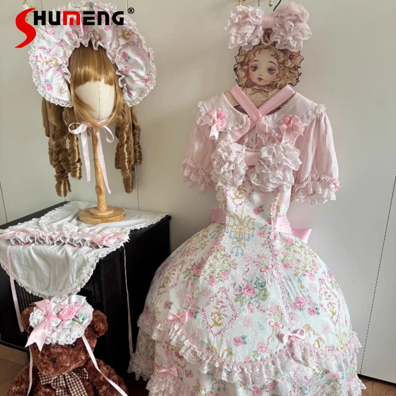 

Original Japanese Lolita Inner Cotton Shirt Summer New Sweet Girls Cute Bow Slim Short-sleeved Shirt Lolita Lo Daily Inner Tops