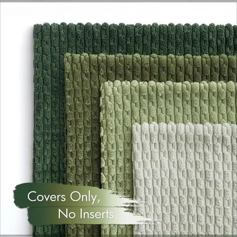 40*40cm Boho Farmhouse Throw Pillow Covers Modern Nordic Cushion Covers Soft Corduroy (Pillowcases Without Inserts)