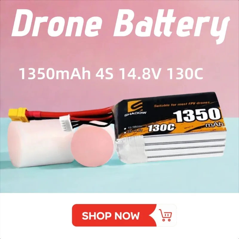 

XT60 Plug 1350mAh 4S 14.8V 130C LIPO Battery for RC Helicopter Quadcopter FPV Racing Drone Rechargeable Battery