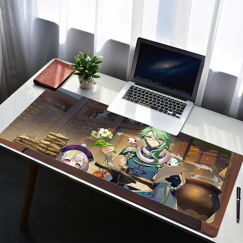 Mouse Pad Laptop Non Slip Extended Desktop Mouse Mat PC Anime HD Keyboard Pad G-genshin Impact Qiqi Gaming Accessories Mousepad