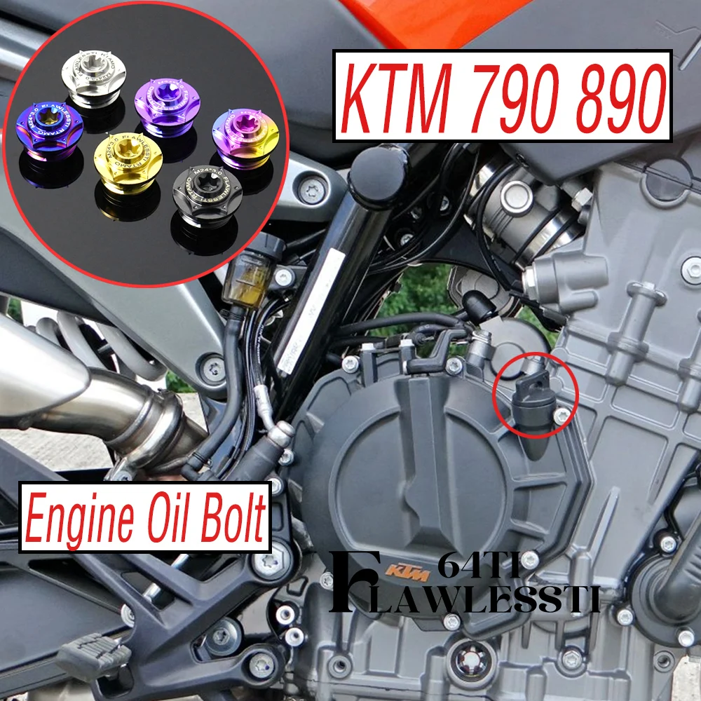 FLAWLESSTI M24x3.0 Pitch Engine Oil Bolt For KTM 1290 Super Duke R 790 890 Duke ADV