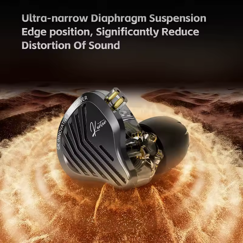 GK KUNTEN Dynamic Drive Headphones HIFI Heavy Bass Earbuds Sports Metal Headphones Detachable Headphones 2PIN KZ Zenith EDX - Image 6