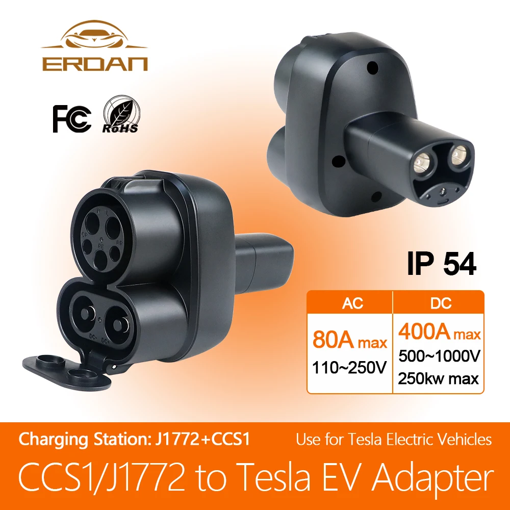 ERDAN CCS1 to Telsa Adapter For Tesla Model 3/S/X/Y 250KW DC Charger Combo Electric Vehicle Charger Adapter AC Power Converter