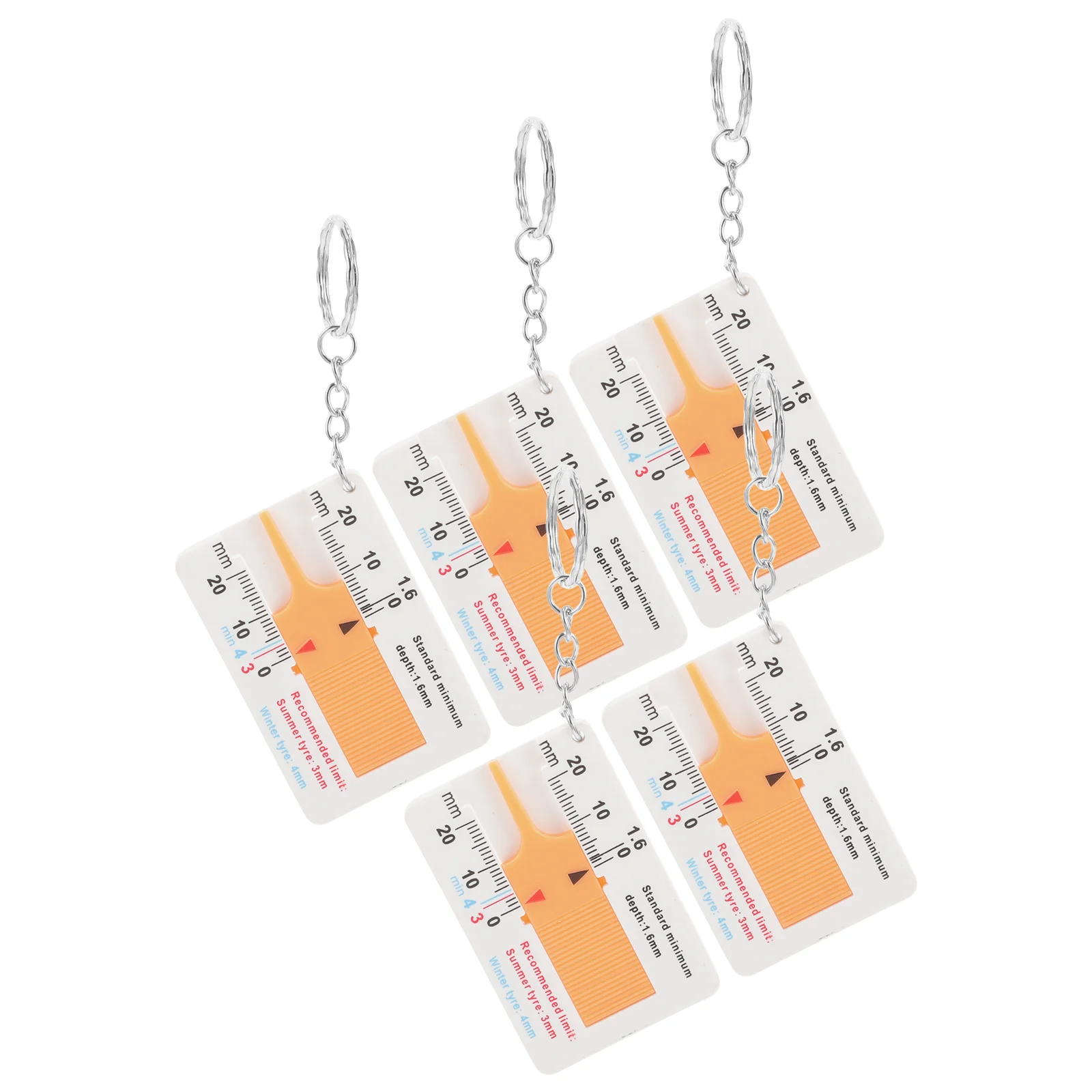 

5 Pcs Car Tires Depth Gauge Thread Tool for Tread Portable Automotive Measurer Yellow