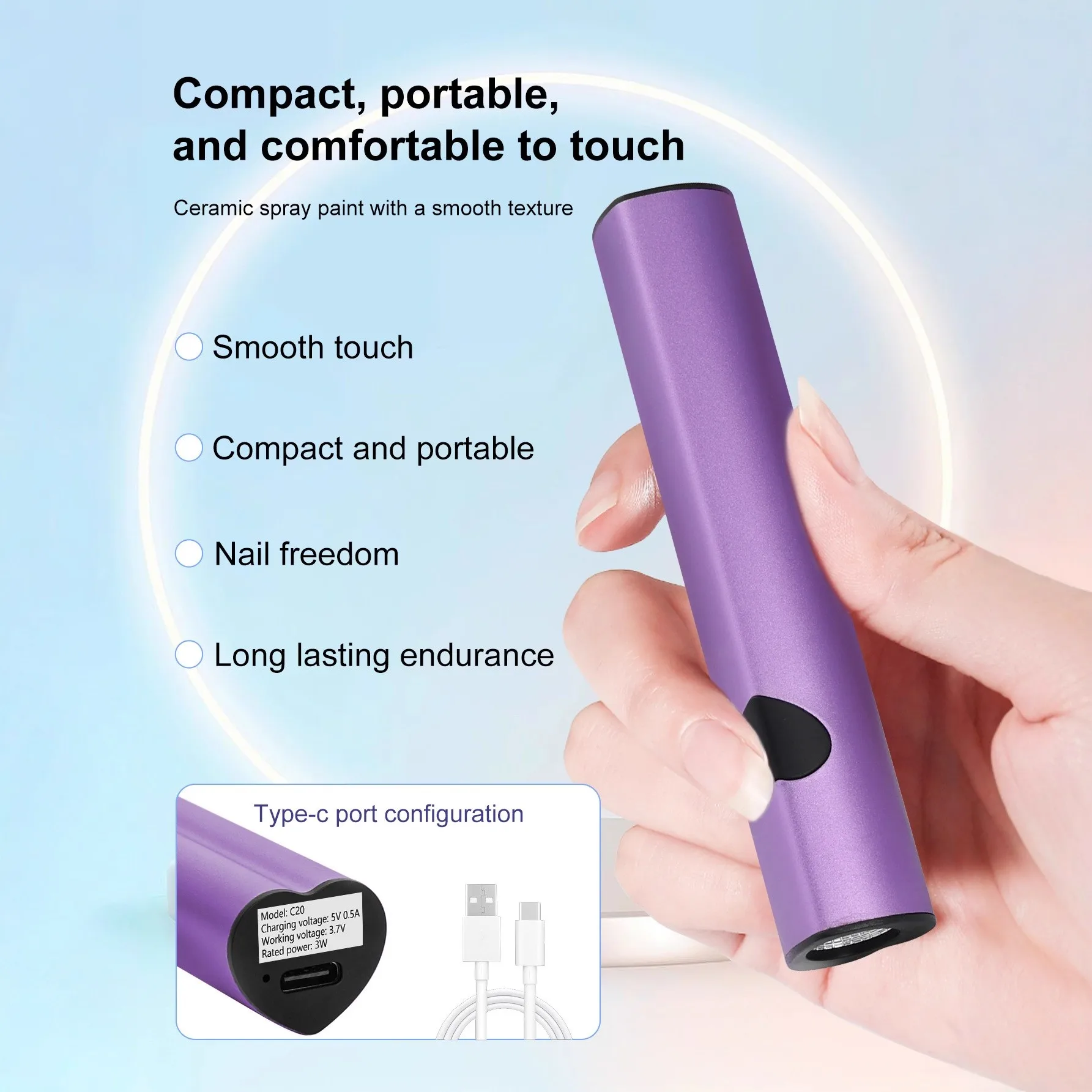 مصباح أظافر احترافي من NRCS، مصباح أظافر صغير الحجم محمول باليد، طلاء أظافر سريع الجفاف، مصباح خبز أظافر، أدوات أظافر.