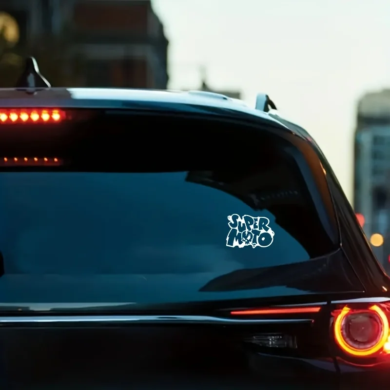 

Decorative Decal For Motorcycle & Car "SUPER MOTO" Black & White Skull Bone Graffiti Style Adhesive Sticker