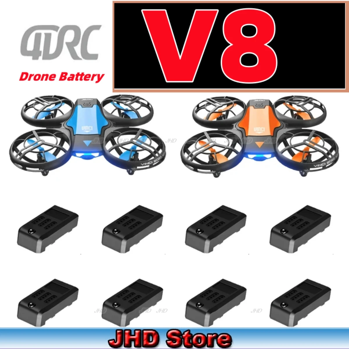 Jhd 4d-v8 mini bateria de drone para original 4drc v8 rc drone acessórios v8 bateria 650mah bateria de drone carga cuble atacado