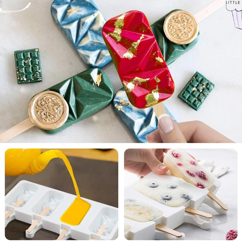 3/4-Cavity Baking Mini Silicone Ice Cream Molds Popsicle Molds Cake chocolate Cakesicle Mold for DIY Ice Pops Love