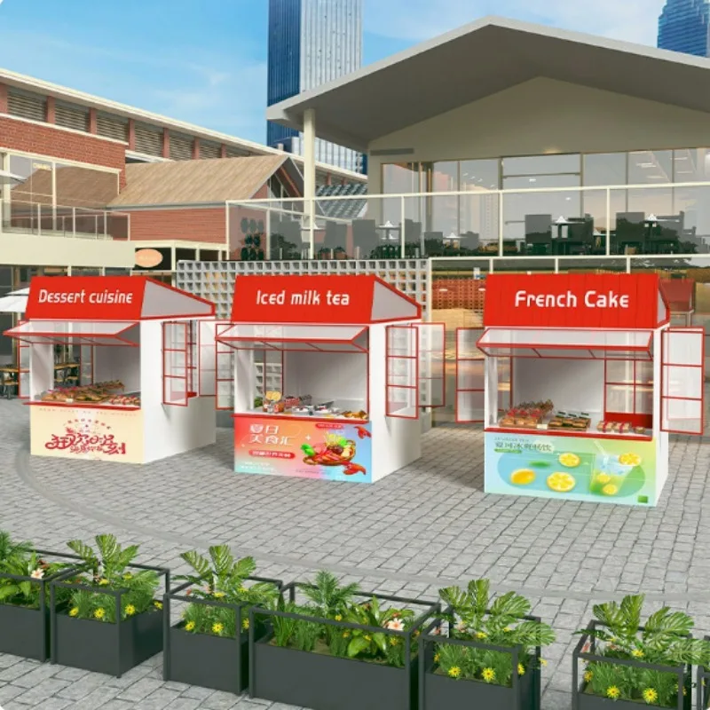 Outdoor scenic mobile display stand Internet celebrity market goods stall, night market food street snack activities