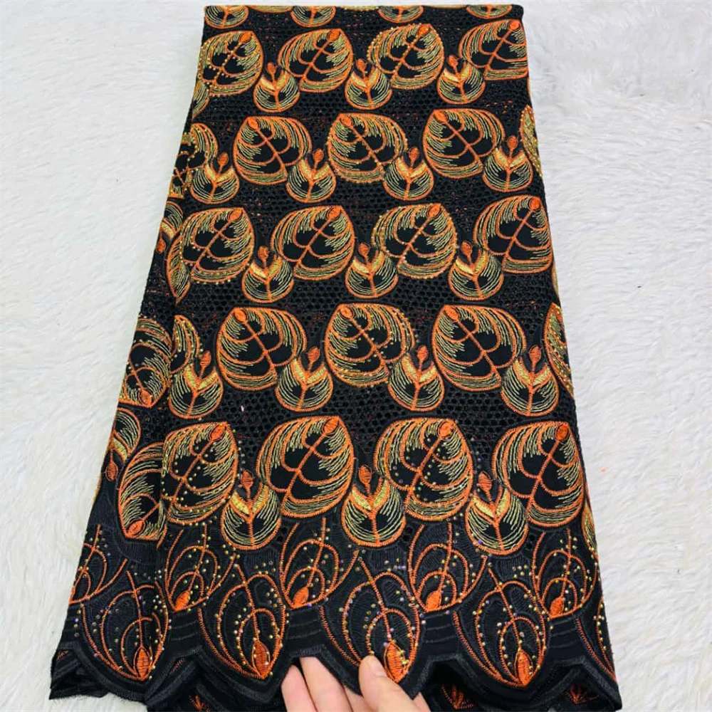 

Африканская хлопковая кружевная ткань 2025 года, высокое качество, швейцарская вуаль, кружево с камнями, нигерийская хлопковая кружевная ткань для женских платьев Hm83-1