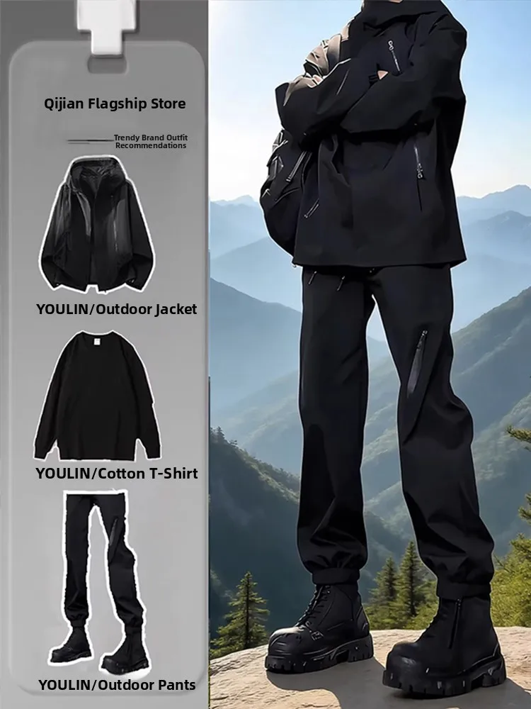 

Bla Knight American Sle Functional Jaet And Pants Set for Hiking Outdoor Activities ex Winter Sports Leisure Set