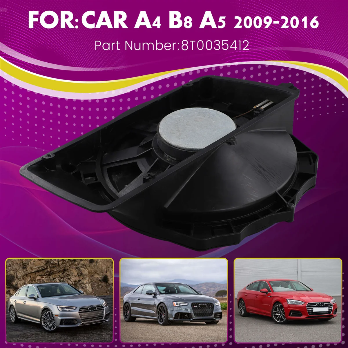 8T 0035412   Porta-malas traseiro do carro woofer alto-falante médio tweeter baixo trompete acessórios para a4 b8 a5 2009-2016