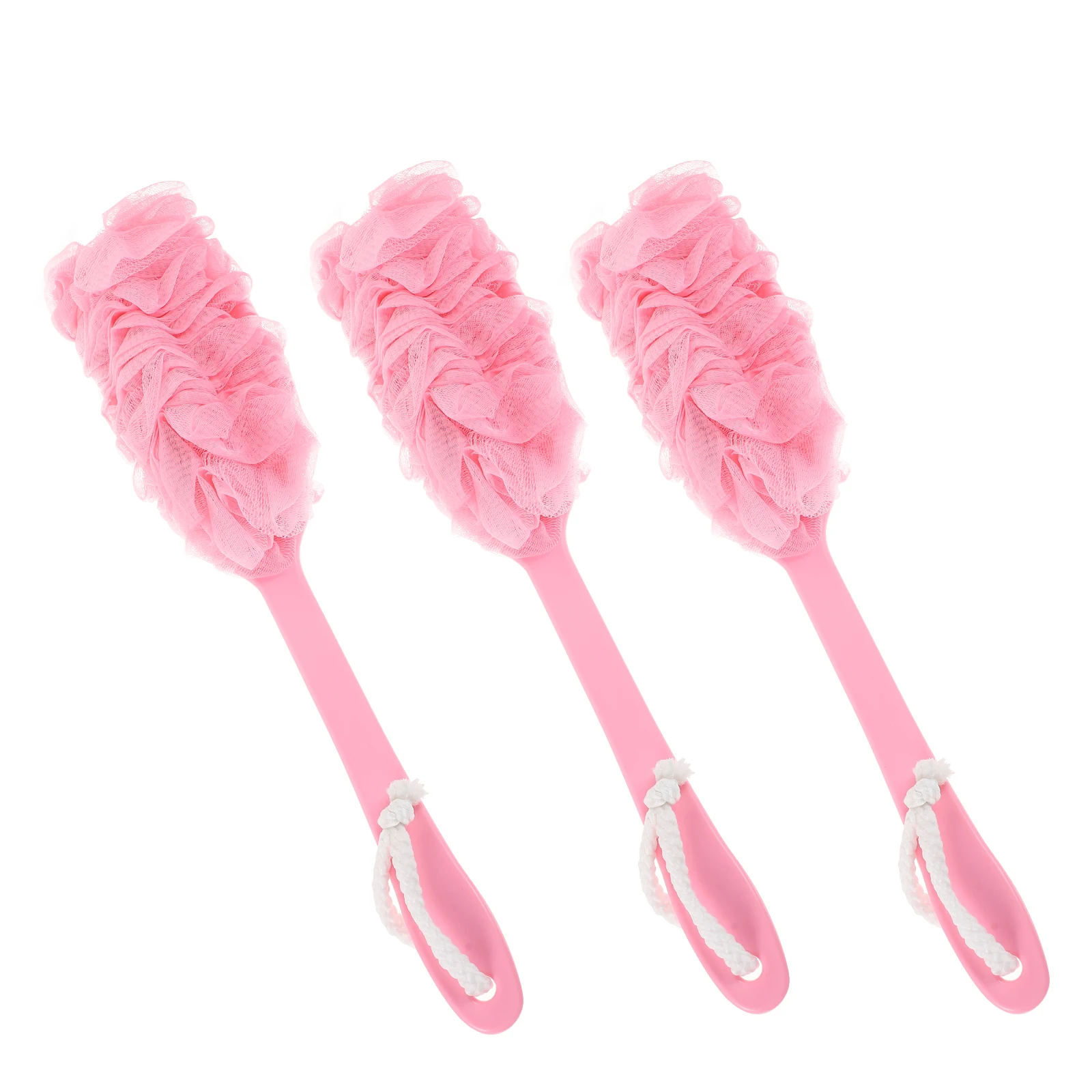 

3pcs Shower Brush Bath Ball Body Scrub Brushes PE Mesh Material Long Handle Skin Cleaning Tools Bathing Accessories