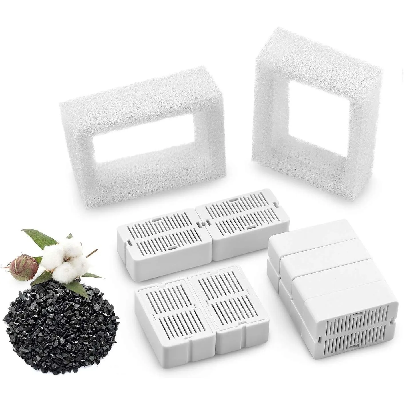 Cat Water Fountain Replacement Filters 8 Pack Carbon Filters and 2 Pack Foam Filters for Cat Water Fountain Dog Water