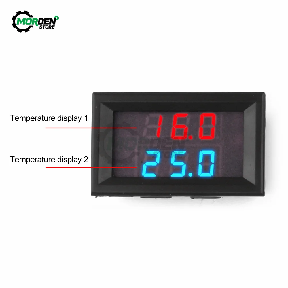 H28TT DC 4-28V LED 3-digit Dual Display Digital Thermometer With NTC Metal Waterproof Probe Temperature Sensor