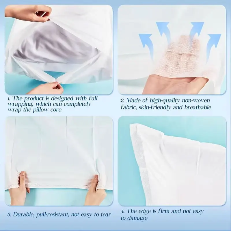 5/10/20pcs Single-Use Pillow Case, White，Disposable Thickened Breathable Pillowcase for Travel, Hotel, Beauty Salon, and Home