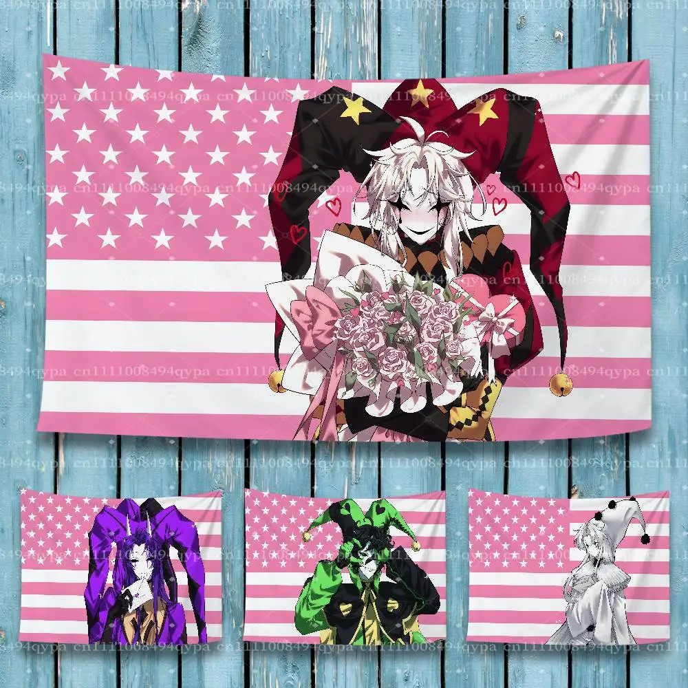 The F-Freaks Circus Pierrot Harlequin American Pink Flag Banner Wall Outdoor Hanging Flag for Bed Room College Dorm Room Decor