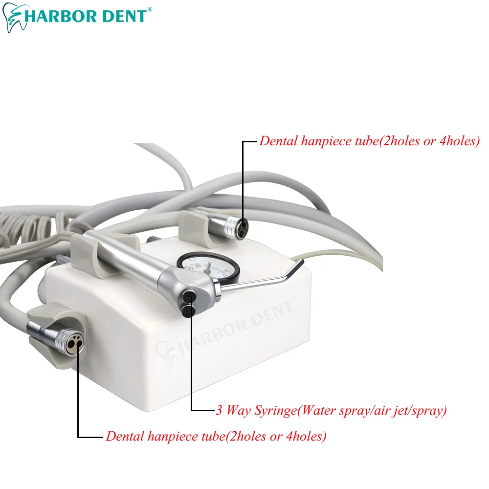 Dental Turbine Unit With 2Holes/4Holes Hanpiece Tube Portable Teeth Whitening Tool With 3 way syringe Foot Pedal