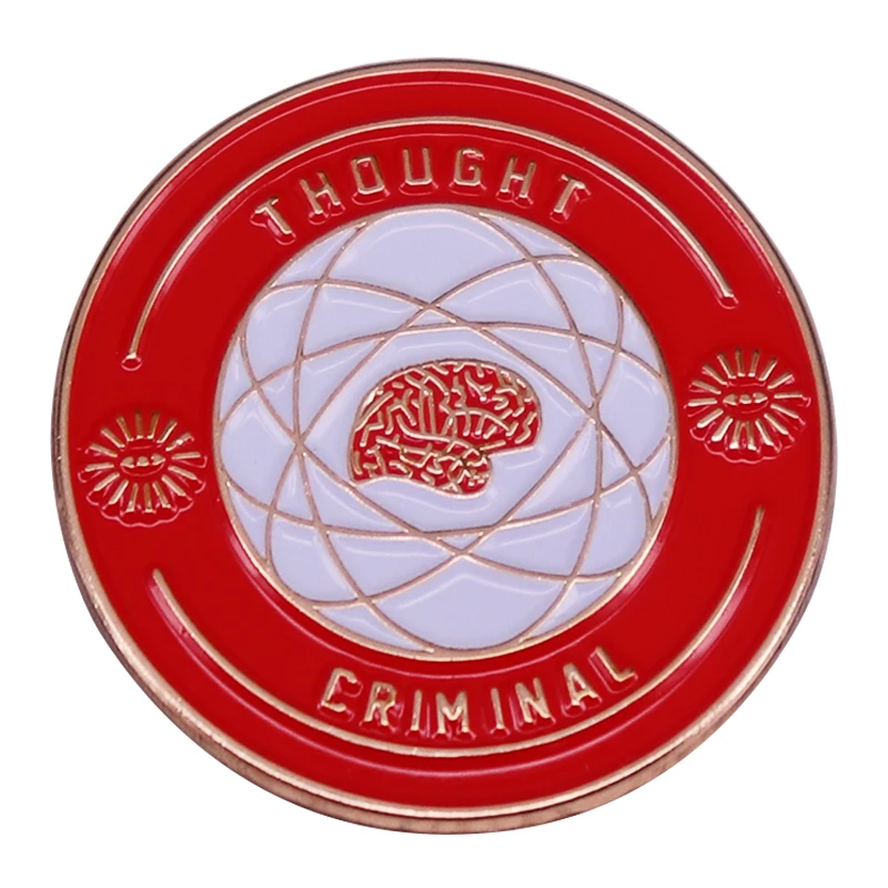 Pin esmaltado criminal de pensamientos, colección de literatura distópica, insignia de libro, broche de libro, joyería de decoración para mochila