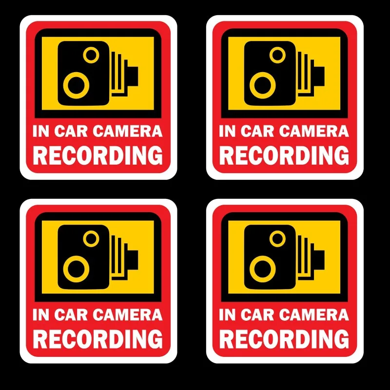 Autocollants d'avertissement pour caméra de surveillance CCTV en voiture, 4 pièces, 4.7x5CM, autocollants en vinyle imperméables, accessoires de décoration de véhicule