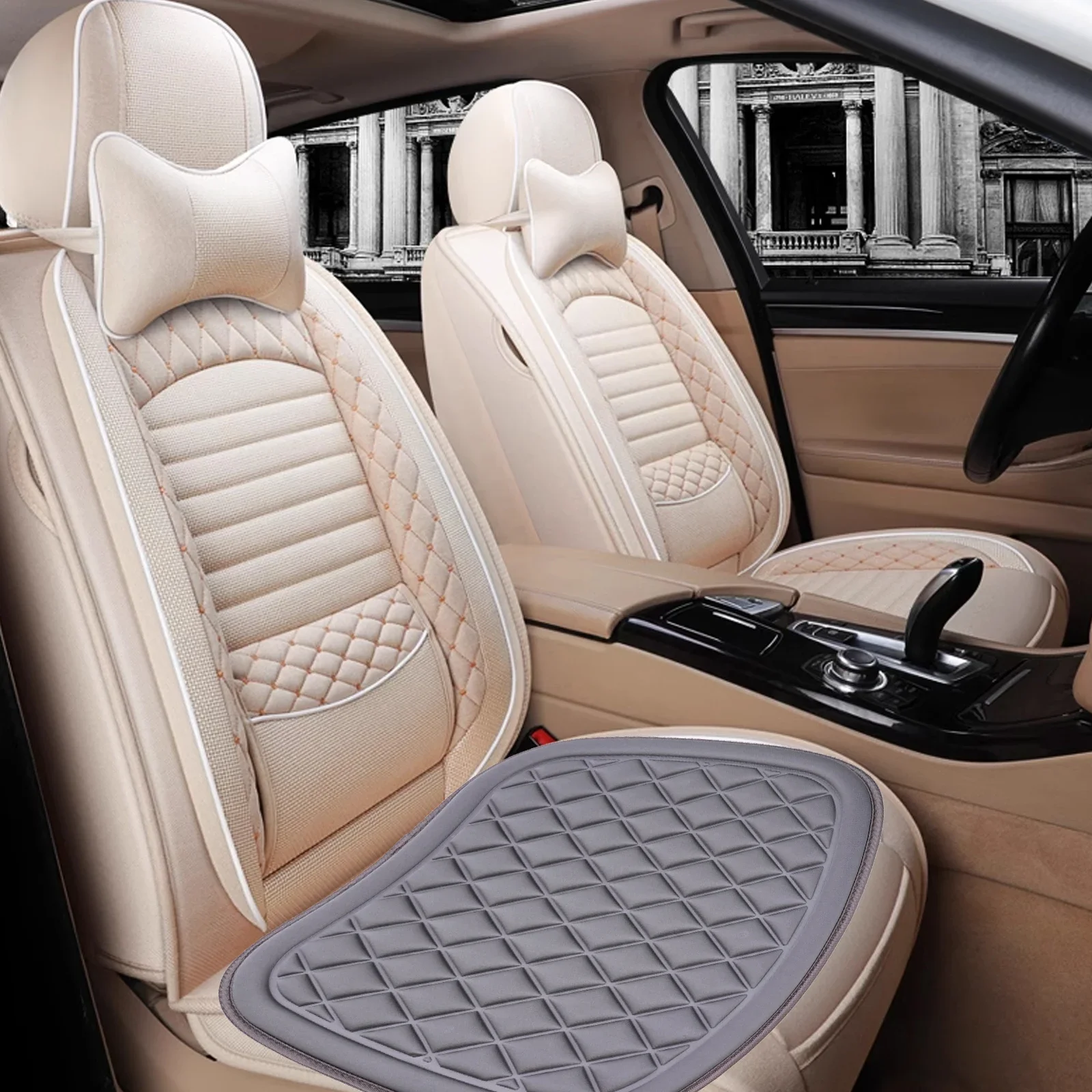 

Car Seat Car ​Cushion Diamond-shaped Exquisite Interior Parts With Comfort 44*48cm Chair Seat Driver Driver Seat