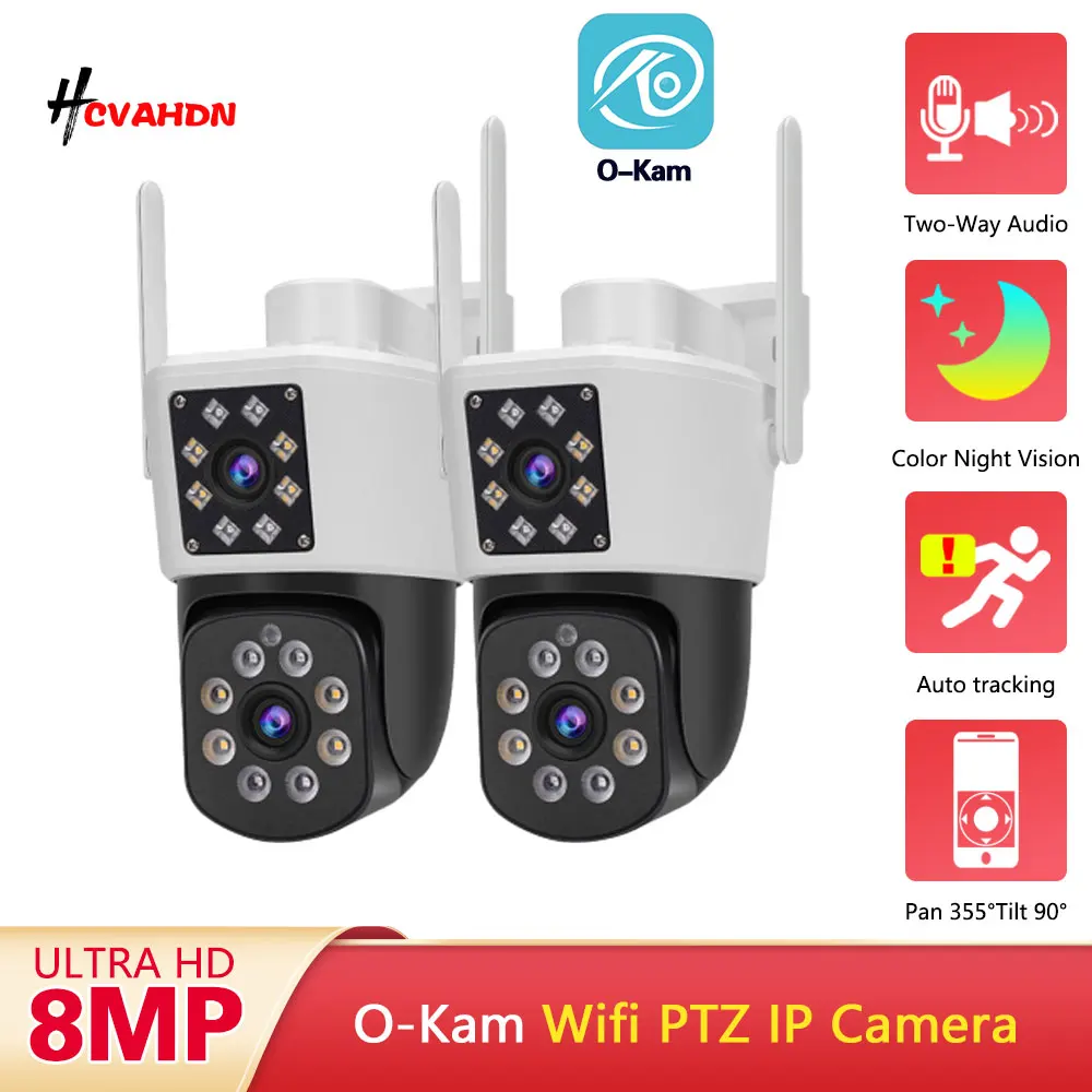 

4K Dual Lens Dual Screen PTZ IP Camera Outdoor 8MP HD 4X Digital Zoom Ai Human Detection Wifi CCTV Surveillance Camera O-KAM App