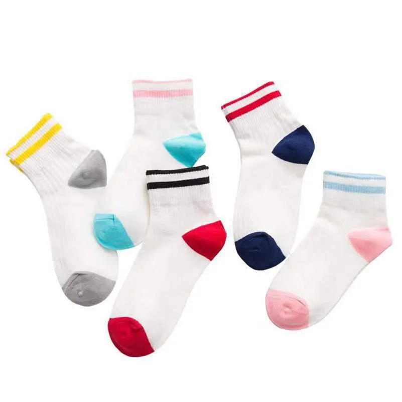 3 أزواج الكورية لطيف مخطط جوارب قطنية المرأة كلية نمط رسالة منتصف أنبوب سعيد الجوارب النساء الشارع الاتجاه الهيب البوب Calcetines