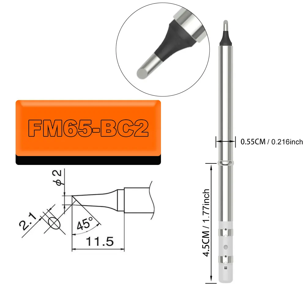 Punte per saldatore Riscaldatore di ricambio Punta per saldatura KU K65 B2 ILS BC3 BC2 per stazione di saldatura OLED FNIRSI HS-01 /GVDA GD300/T85