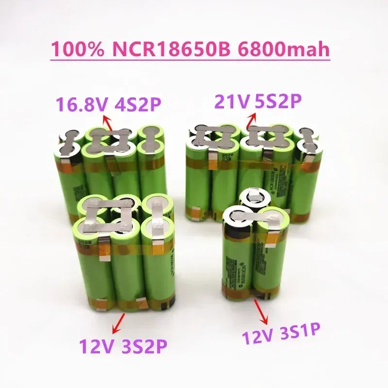 

2020 New original NCR18650B 12V 16.8V 21V 25V Battery Pack NCR18650B 6800mah 20A Discharge Current for shura screwdriver battery