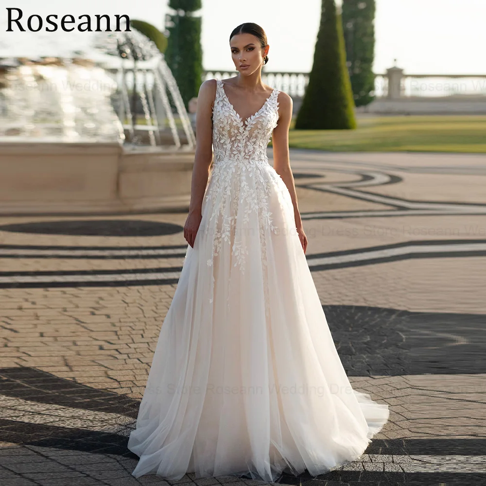 Customized Stylish V-neck Wedding Dresses For Woman 2026 Boho Long Bridal Gowns Backless A-line Tulle Appliques Robe De Mariée